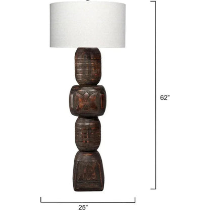 Totem Hand-Carved Wood Floor Lamp