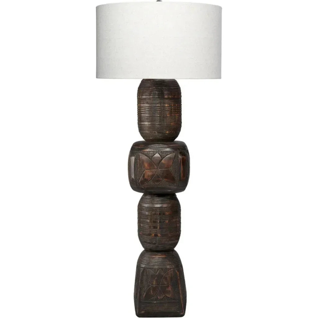 Totem Hand-Carved Wood Floor Lamp