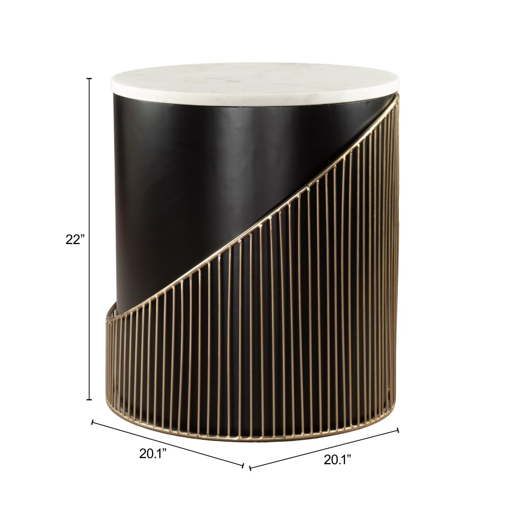 Zuo Modern Tova White Marble Top Round Side Table