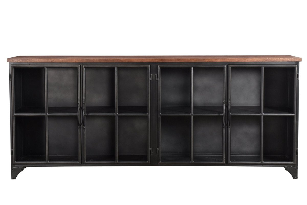 LH Home Tradition Four Glass Doors Black Sideboard