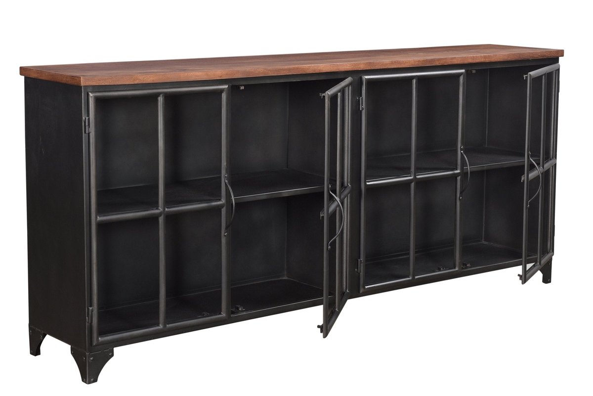 LH Home Tradition Four Glass Doors Black Sideboard