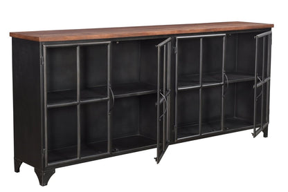 LH Home Tradition Four Glass Doors Black Sideboard