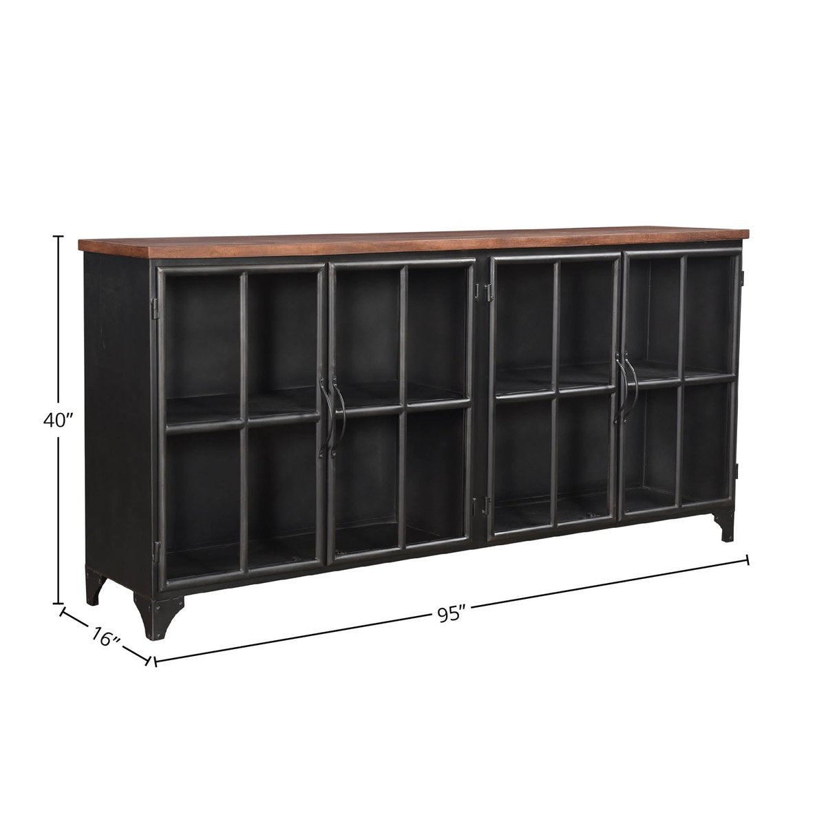 LH Home Tradition Four Glass Doors Black Sideboard