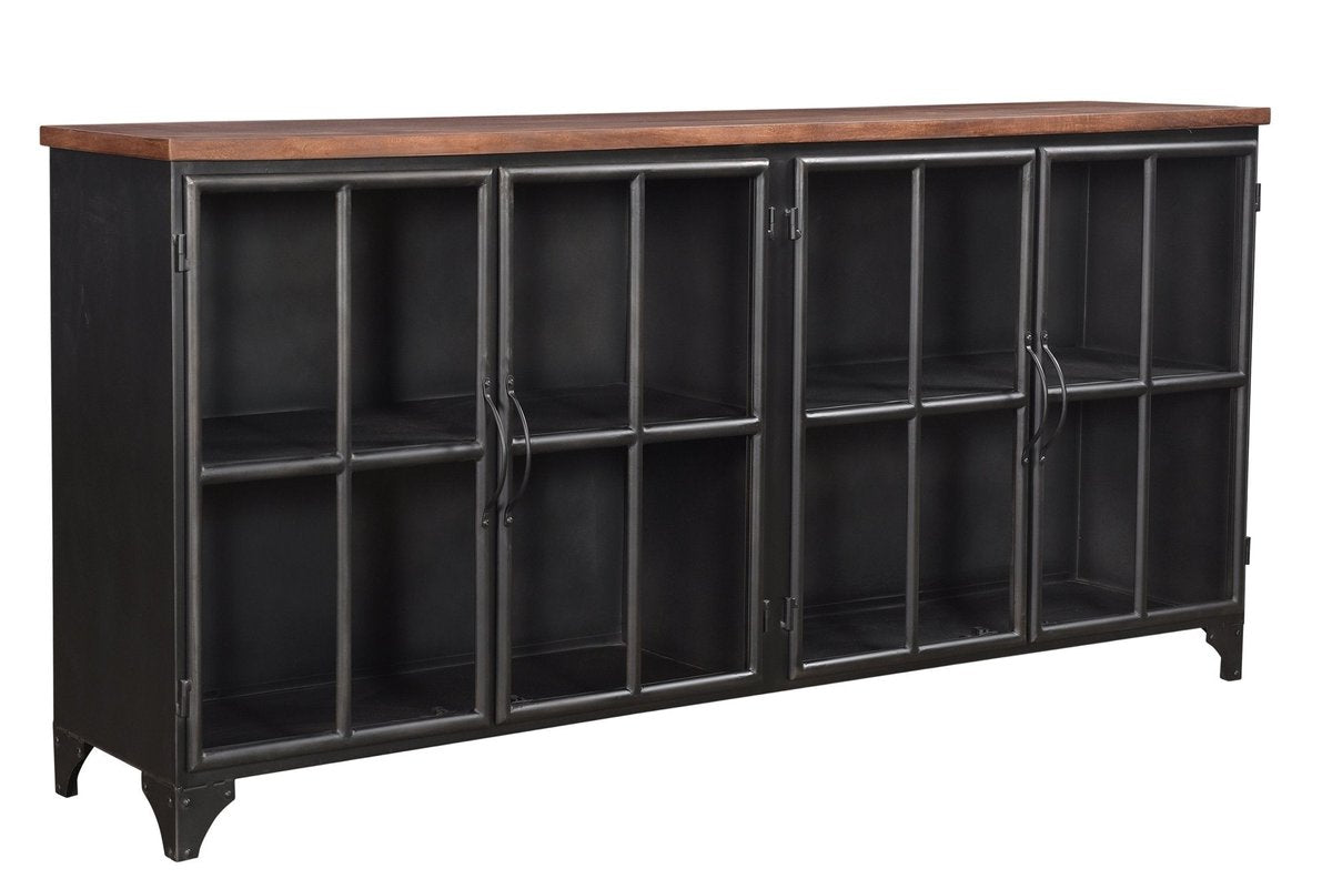 LH Home Tradition Four Glass Doors Black Sideboard