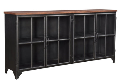 LH Home Tradition Four Glass Doors Black Sideboard