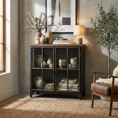 LH Home Tradition Two Doors Black Accent Cabinet