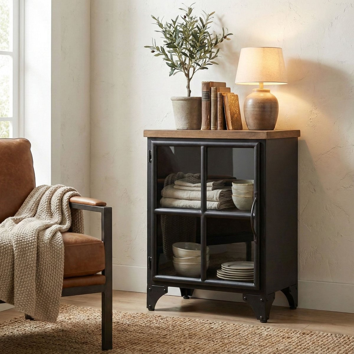 LH Home Tradition Wooden Black Accent Cabinet