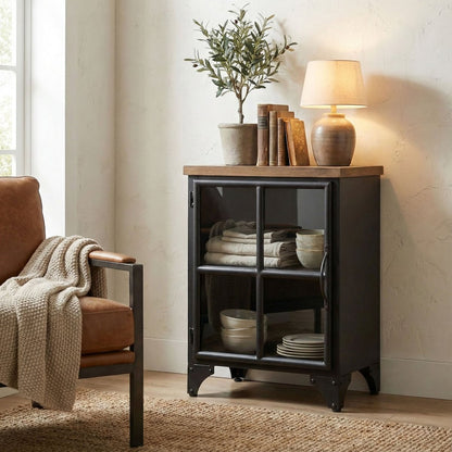 LH Home Tradition Wooden Black Accent Cabinet