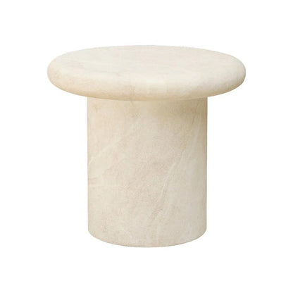 Travertino Concrete Round Outdoor End Table
