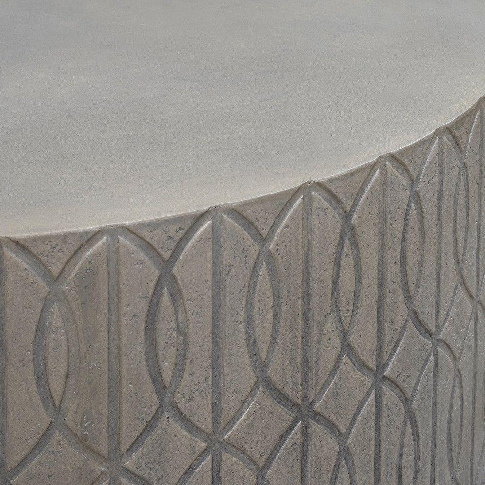 Trellis Concrete Round Outdoor Coffee Table -- view 2