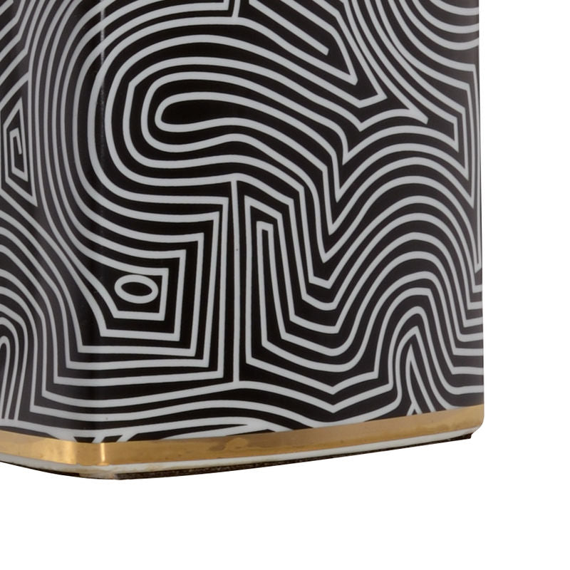 Wildwood Triangular Geo White Glazed Ceramic Table Lamp