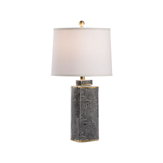 Wildwood Triangular Geo White Glazed Ceramic Table Lamp