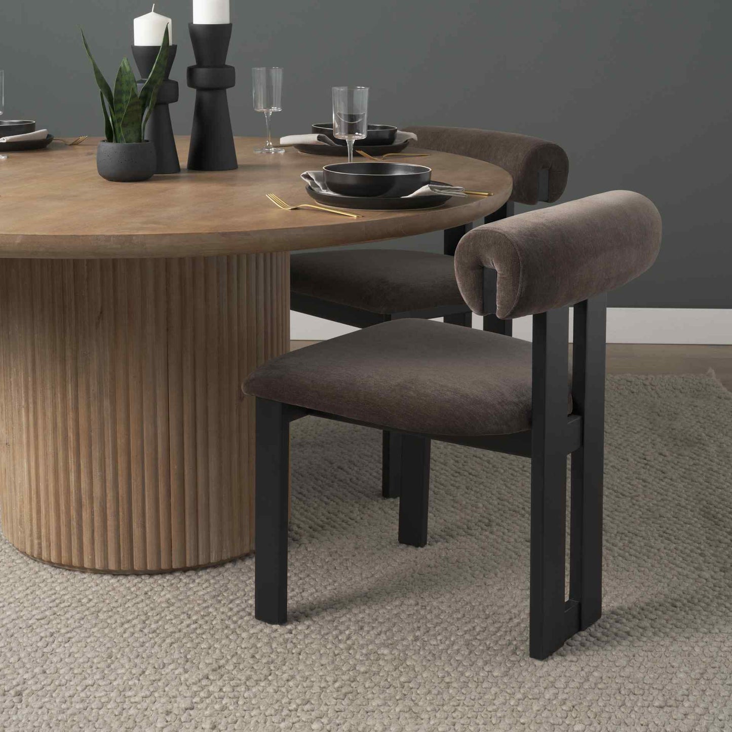 Mercana Tribeca Curve Open Back Fabric Dining Chair 2PC