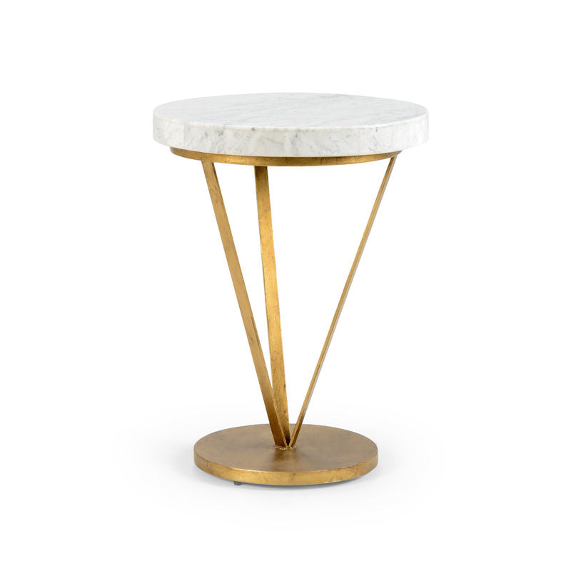 Chelsea House Trifold White Marble Top Round Side Table