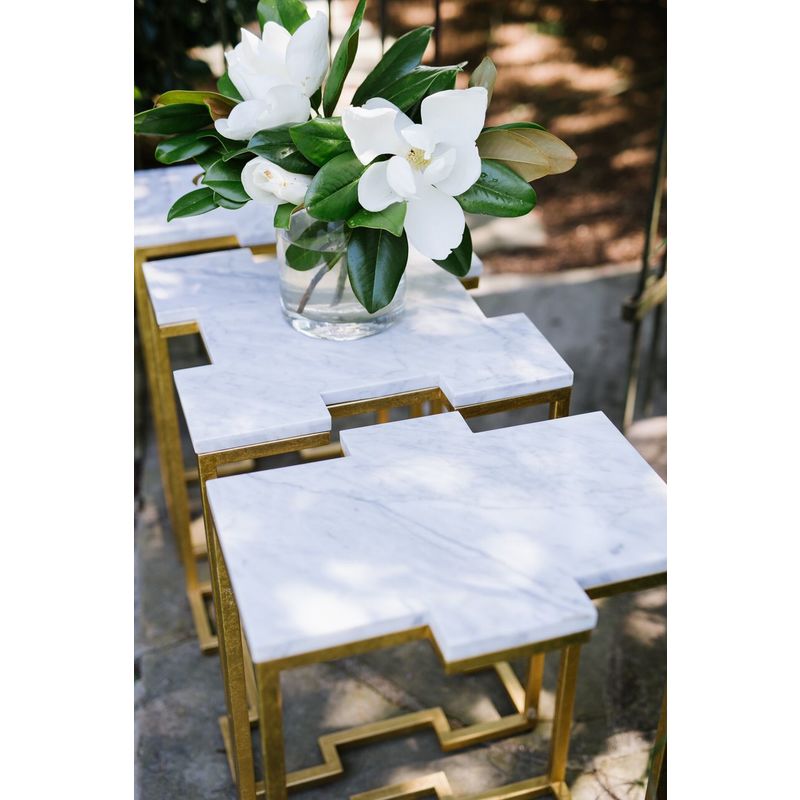 Trio White Marble Top Side Table-Side Tables-Chelsea House-LOOMLAN