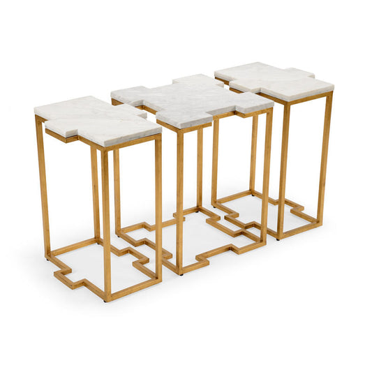 Chelsea House Trio White Marble Top Side Table