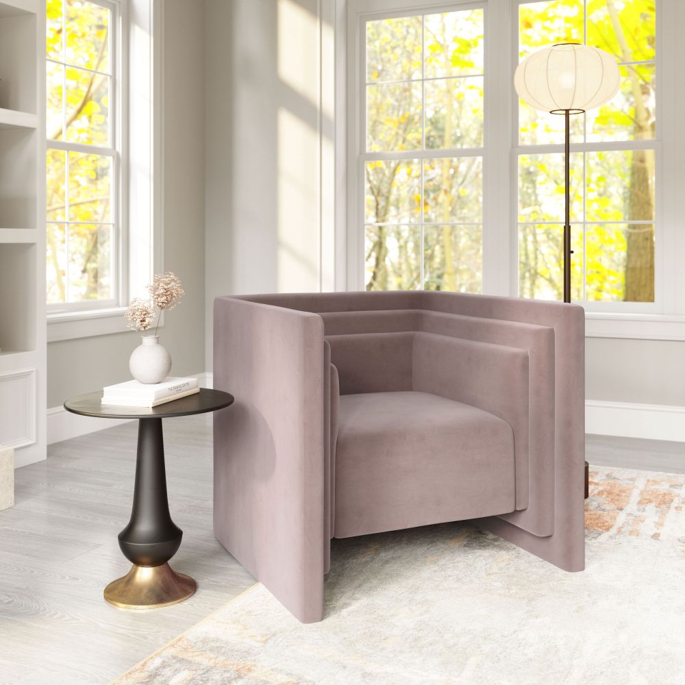 Zuo Modern Trippel Taupe Velvet Club Chair
