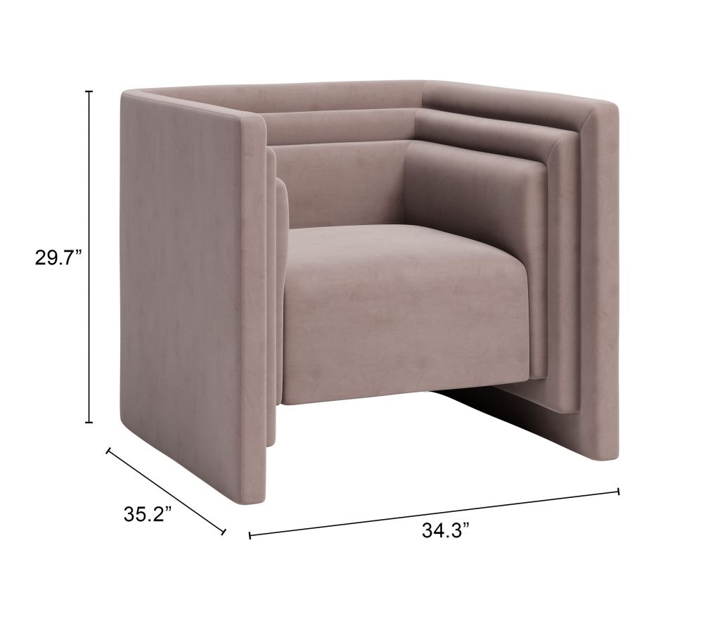 Zuo Modern Trippel Taupe Velvet Club Chair