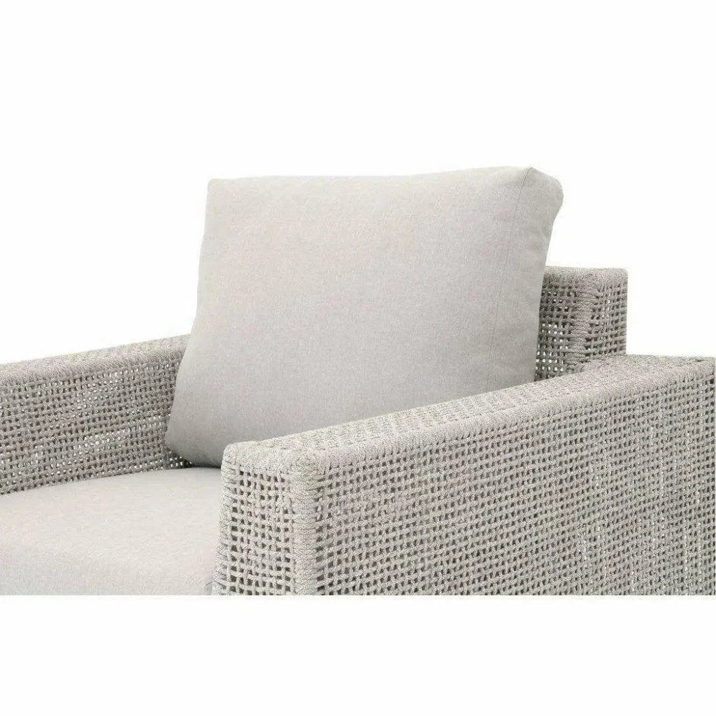 Tropez Outdoor Lounge Chair Taupe White Rope-Outdoor Lounge Chairs-Essentials For Living-LOOMLAN