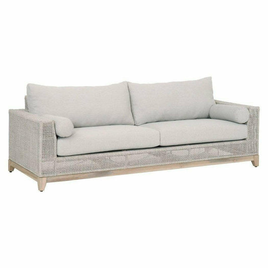 Tropez Outdoor 90" Sofa Taupe & White Rope Pumice Gray Teak Outdoor Sofas & Loveseats Sideboards and Things By Essentials For Living