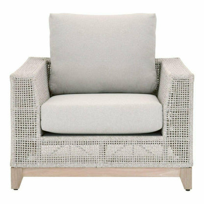 Tropez Outdoor Lounge Chair Taupe White Rope Teak Base Outdoor Accent Chairs Sideboards and Things By Essentials For Living