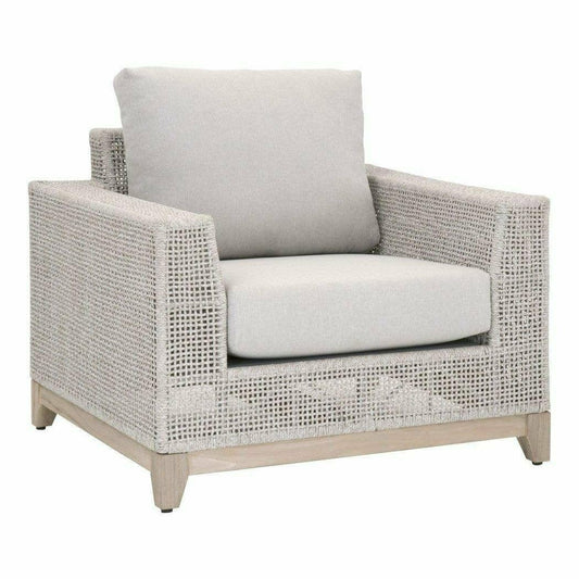 Tropez Outdoor Lounge Chair Taupe White Rope Teak Base Outdoor Accent Chairs Sideboards and Things By Essentials For Living