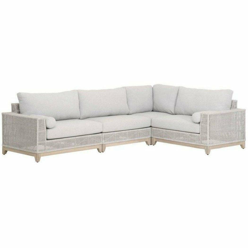 Tropez Outdoor Modular Armless Chair Taupe & White Rope Grey Teak Outdoor Modulars Sideboards and Things By Essentials For Living