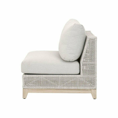 Tropez Outdoor Modular Armless Chair Taupe & White Rope Grey Teak Outdoor Modulars Sideboards and Things By Essentials For Living