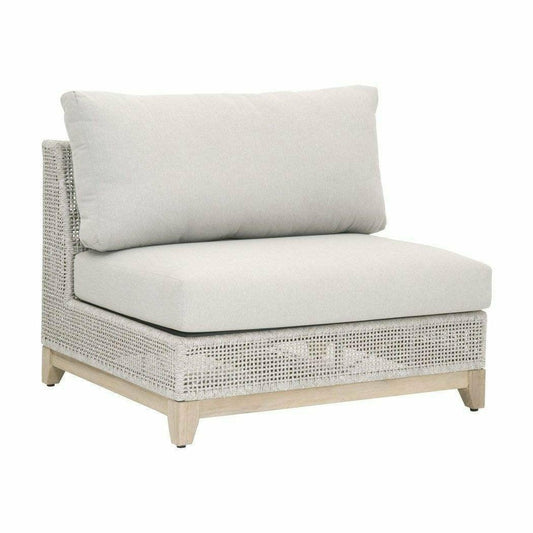 Tropez Outdoor Modular Armless Chair Taupe & White Rope Grey Teak Outdoor Modulars Sideboards and Things By Essentials For Living