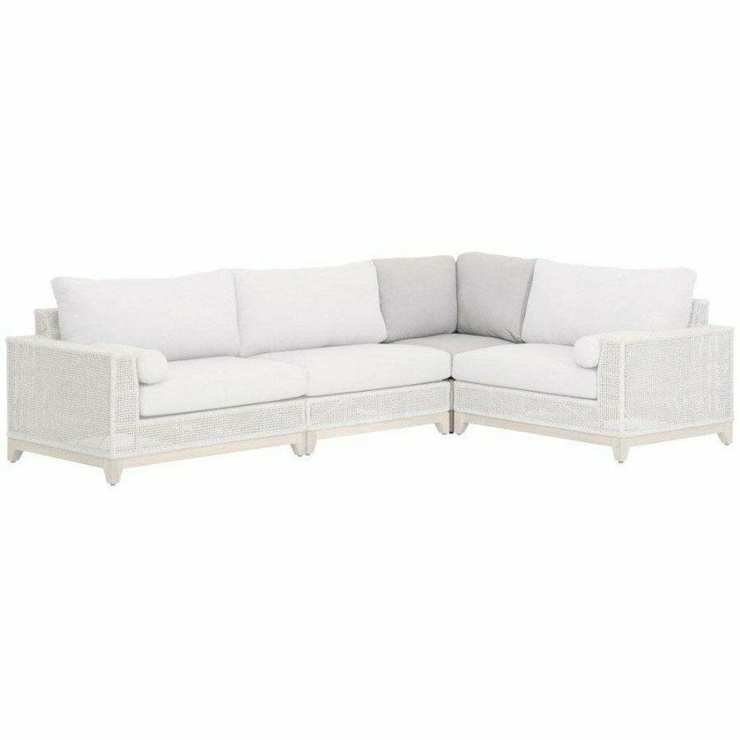 Tropez Outdoor Modular Corner Sofa Taupe & White Rope Grey Teak Outdoor Modulars Sideboards and Things By Essentials For Living