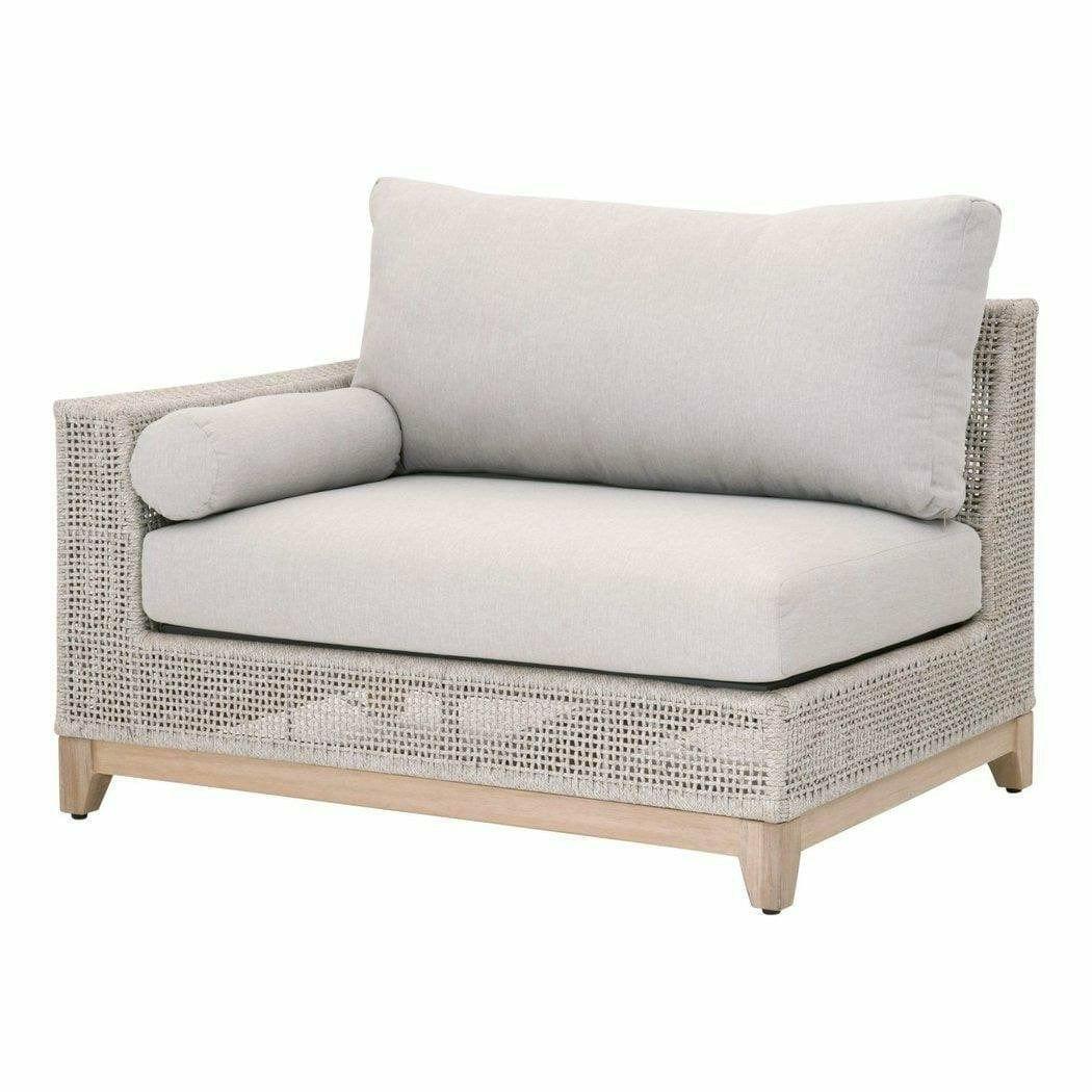 Tropez Outdoor Modular Left Facing 1-Arm Sofa Taupe Rope & Teak Outdoor Modulars Sideboards and Things By Essentials For Living