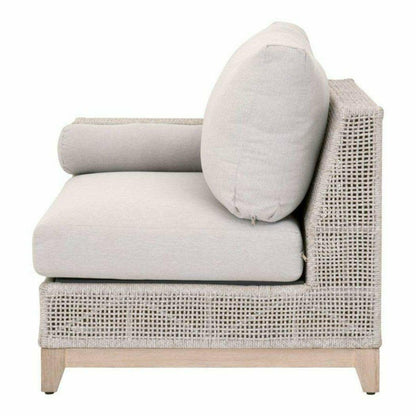 Tropez Outdoor Modular Left Facing 1-Arm Sofa Taupe Rope & Teak Outdoor Modulars Sideboards and Things By Essentials For Living