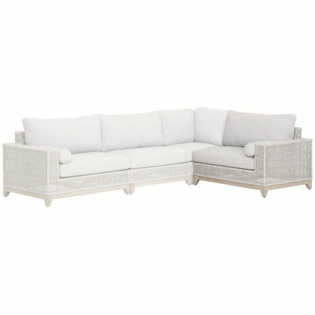 Tropez Outdoor Modular Right Facing 1-Arm Sofa Taupe Rope & Teak Outdoor Modulars Sideboards and Things By Essentials For Living