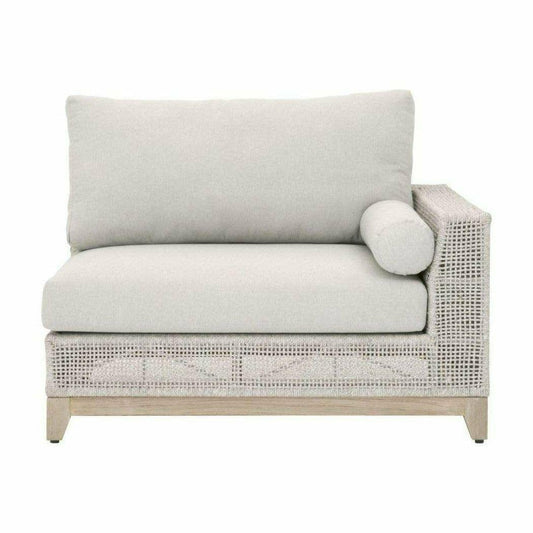 Tropez Outdoor Modular Right Facing 1-Arm Sofa Taupe Rope & Teak Outdoor Modulars Sideboards and Things By Essentials For Living