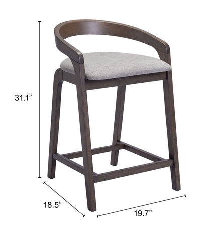 Zuo Modern Troy Plush Fabric Counter Stool 2PC