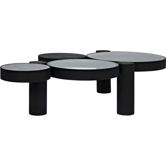 Noir Trypo Steel and Glass Geometric Coffee Table