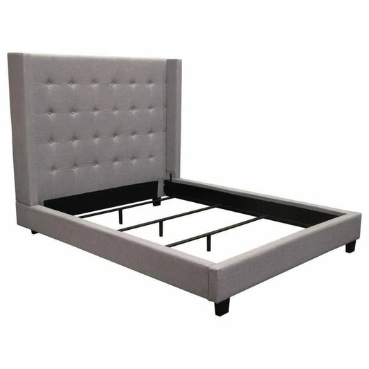 Tufted Wing Eastern King Bed in Light Grey Button Tufted Fabric Beds Sideboards and Things  By Diamond Sofa