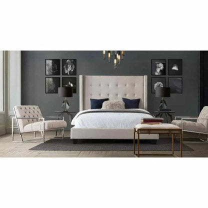 Diamond Sofa Tufted Wingback Low Profile Queen Bed Frame