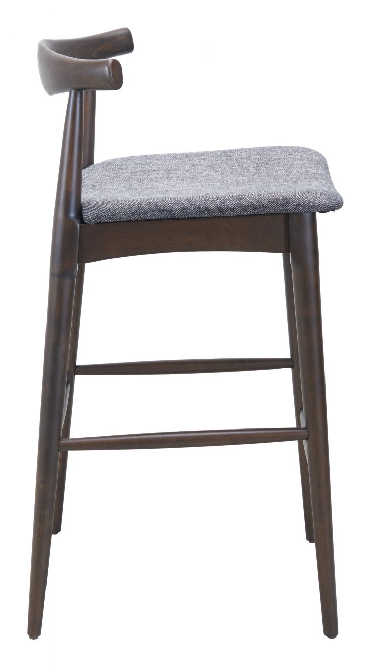 Zuo Modern Tuzka Grey Fabric Barstool 2PC