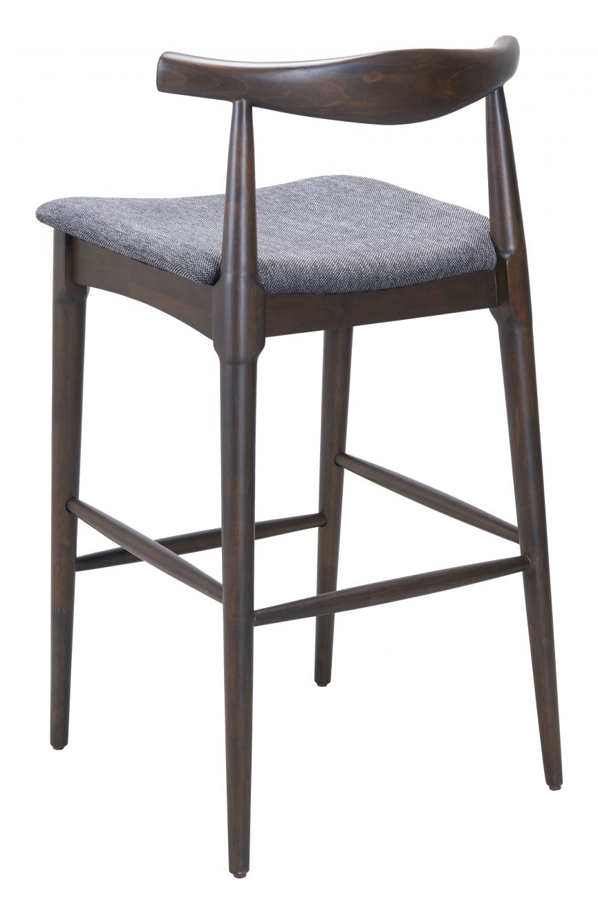 Zuo Modern Tuzka Grey Fabric Barstool 2PC