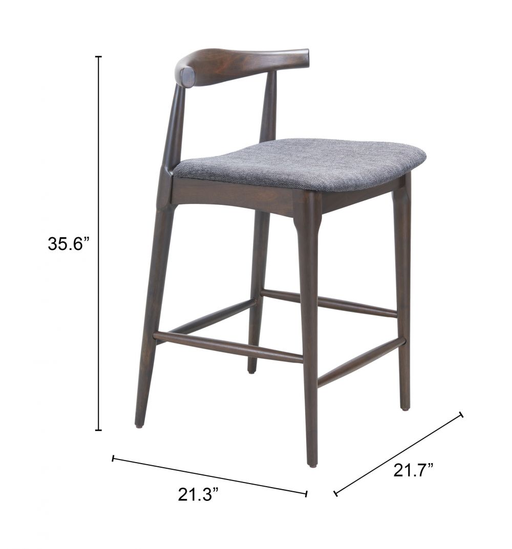 Zuo Modern Tuzka Grey Fabric Counter Stool 2PC