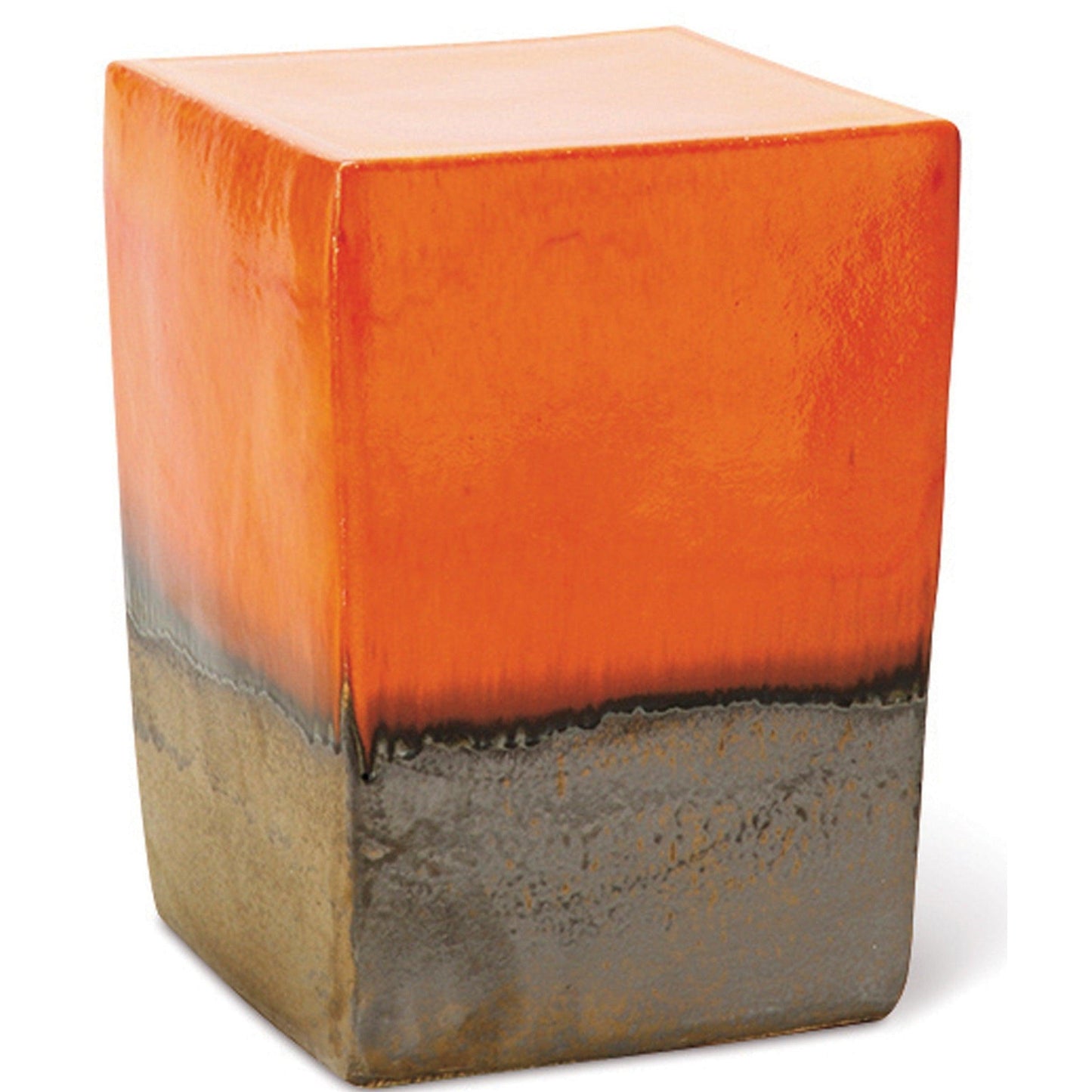 Two Glaze Square Cube Set of Two - Tuscan Orange Outdoor Stools-Poufs and Stools-Seasonal Living-Sideboards and Things