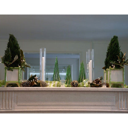 Two Piece Clear Glass Candleholder with Cylinder 4PC