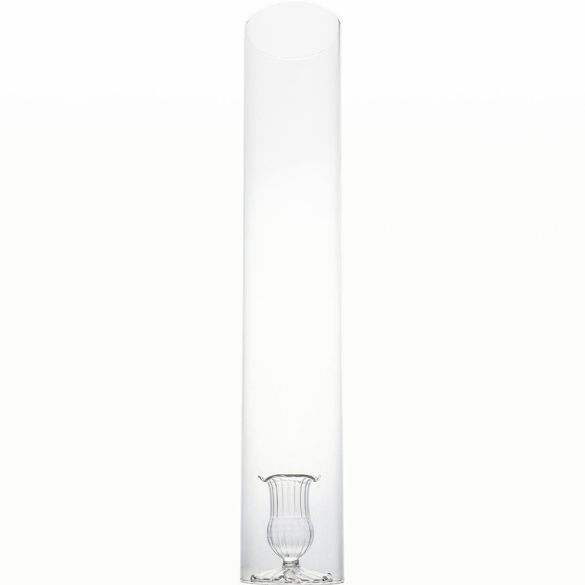 Two Piece Clear Glass Candleholder with Cylinder 4PC