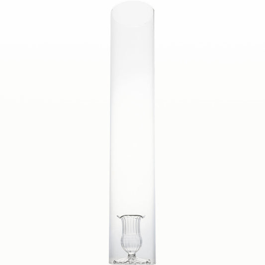 Two Piece Clear Glass Candleholder with Cylinder 4PC