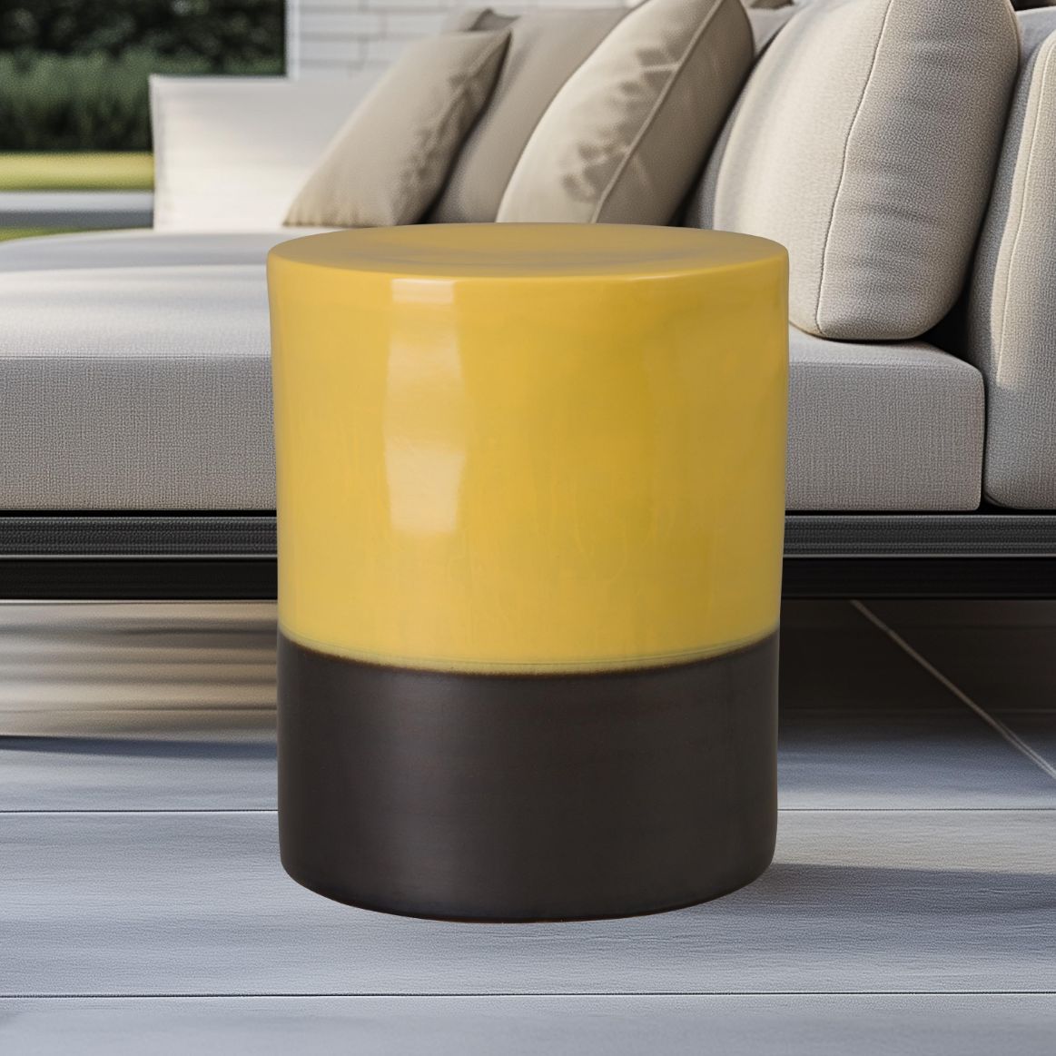 Emissary Two-Tone 22"H Ceramic Garden Stool
