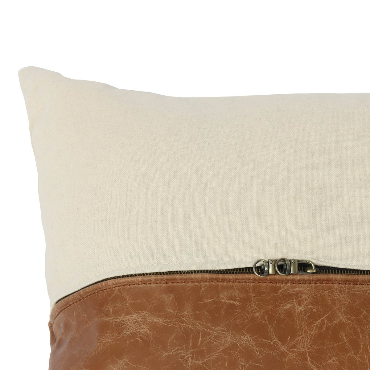 LH Home Two Tone Leather Decorative Throw Pillow