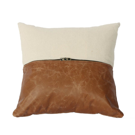 LH Home Two Tone Leather Decorative Throw Pillow