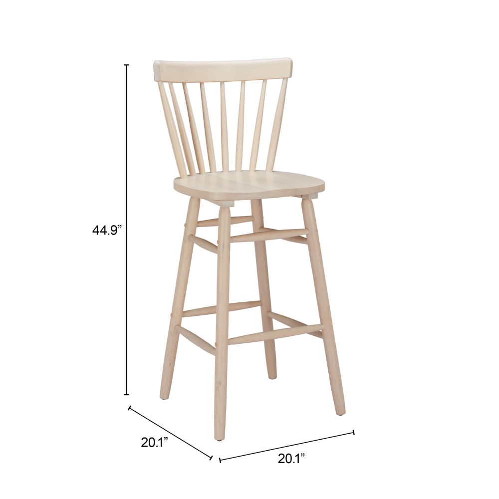 Zuo Modern Tyce Painted Wood Barstool 2PC