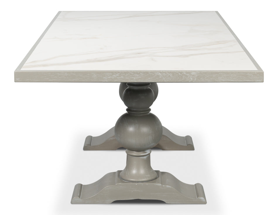 Sarreid Trestle Porcelain Rectangular Dining Table